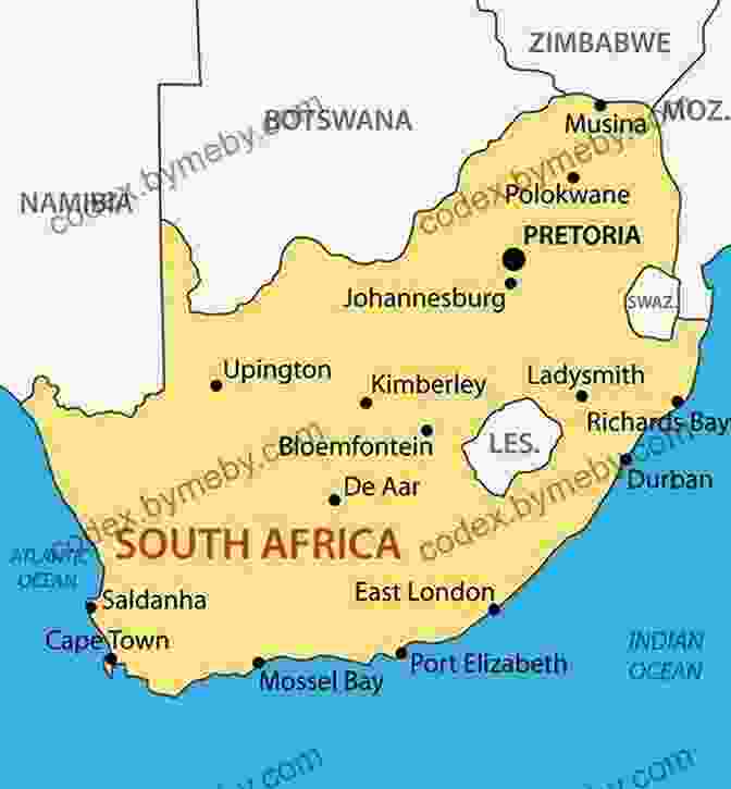 A Map Of South Africa, Highlighting Its Major Cities And Landmarks South Africa (Countries Around The World)