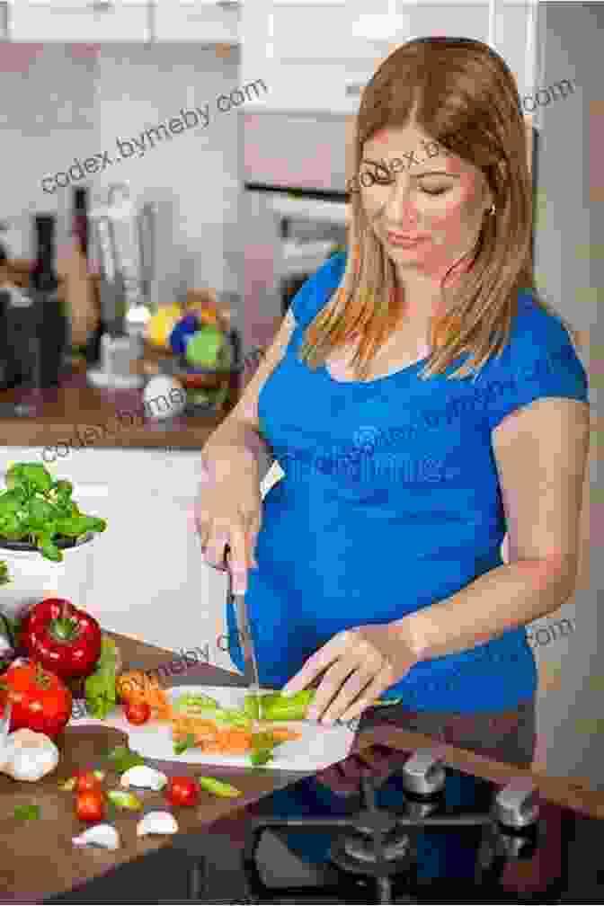 A Pregnant Woman Smiling While Chopping Vegetables For A Healthy Meal Natural Pregnancy Cookbook: Over 125 Nutritious Recipes For A Healthy Pregnancy