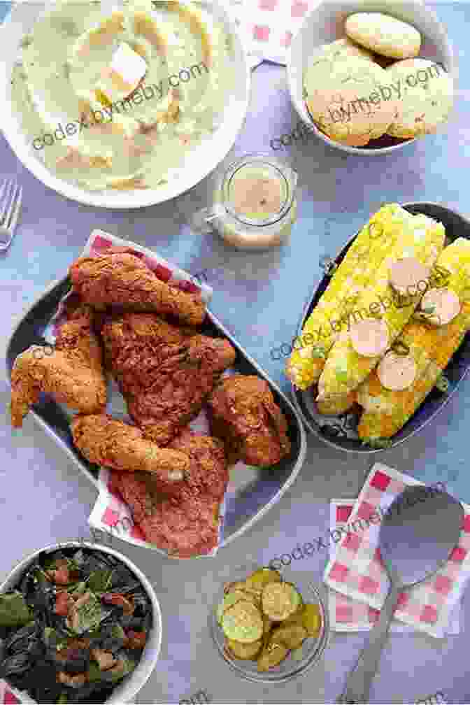 A Table Full Of Delicious Southern Food, Including Fried Chicken, Mashed Potatoes, Cornbread, And Collard Greens. Sweetness: Southern Recipes To Celebrate The Warmth The Love And The Blessings Of A Full Life